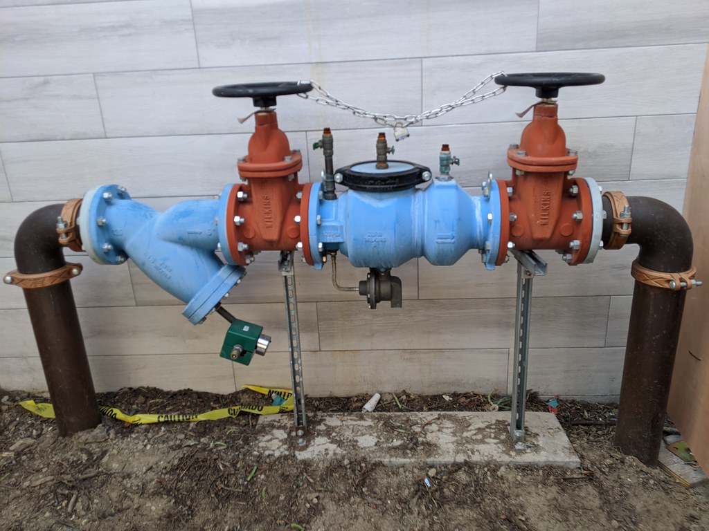 Backflow prevention pipe, Burbank, California, USA